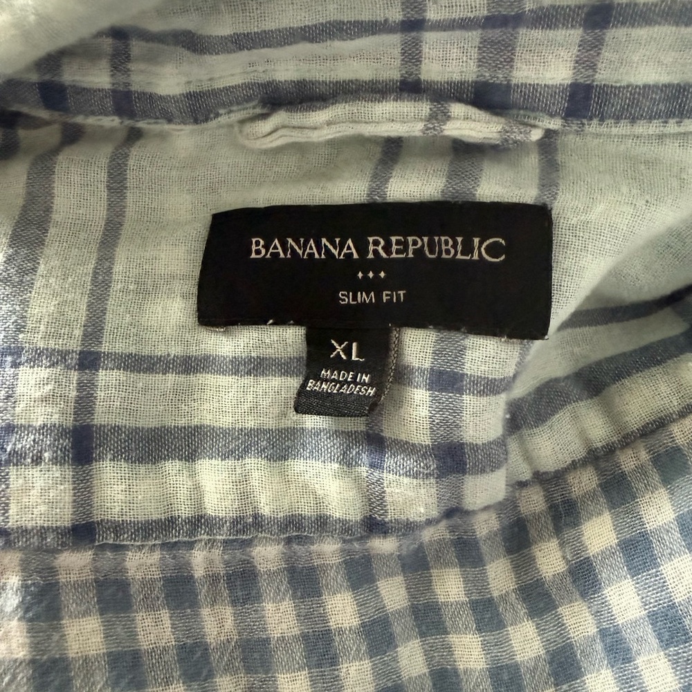 Banana Republic Women’s Blue Plaid Flannel Button-Up Shirt XL - Picture 6 of 7